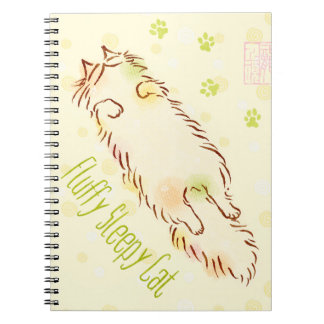 Carnet Chat somnolent pelucheux