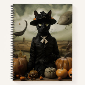Carnet Chat sorcière avec citrouilles 