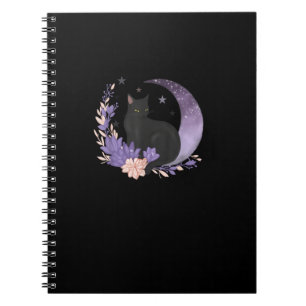 Carnet Chat Sorcière Fleurs de Lune Pastel Goth Goblincor