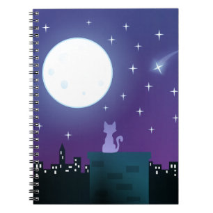 Carnet Chat sous le clair de lune