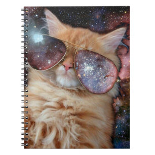 Carnet Chat spatial portant des lunettes de soleil