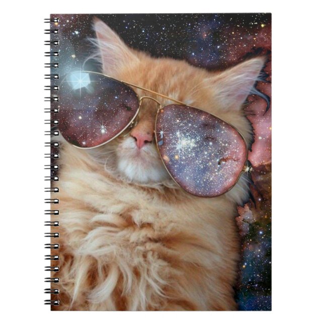 Carnet Chat spatial portant des lunettes de soleil (Devant)