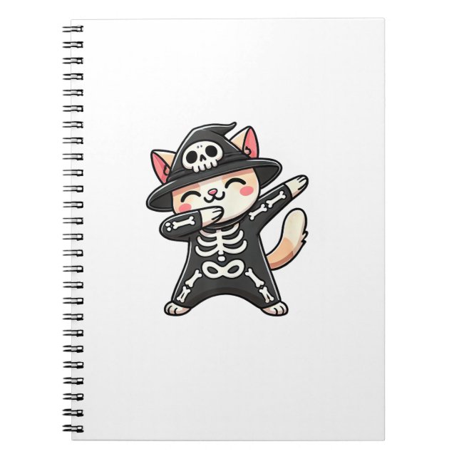 Carnet Chat squelette d'Halloween Chaton mignon Enfants  (Devant)