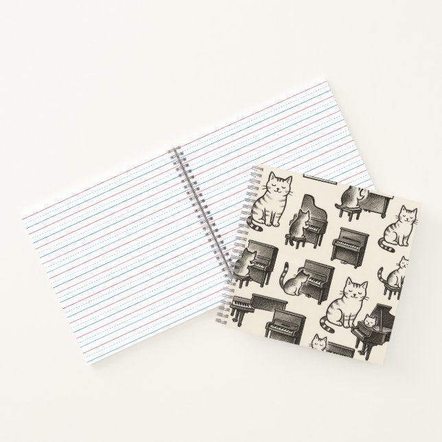 Carnet Chat sur le Piano (Intérieur)