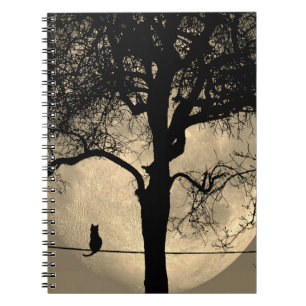 Carnet Chat sur une Pleine lune de fil