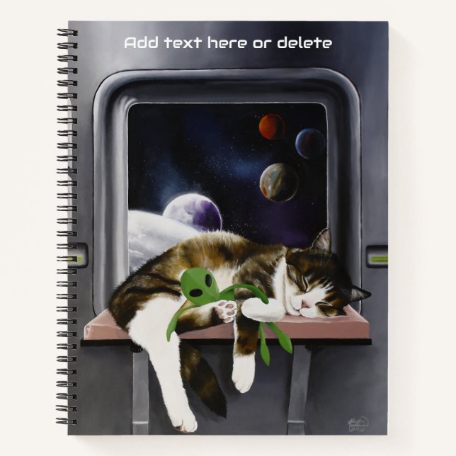 Carnet Chat tabby vaisseau spatial Peluche extraterrestre (Devant)