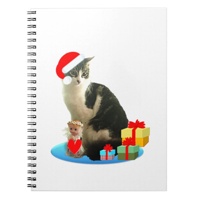 Carnet chat tigré de Noël et joli petit ange (Devant)