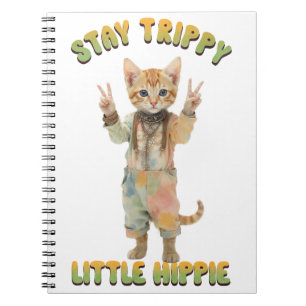 Carnet Chat tigré orange bohème reste trippy petit hippie