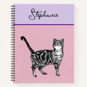 Carnet Chat Tigré Pastel Chats Femmes Rose Rose Clair Ani