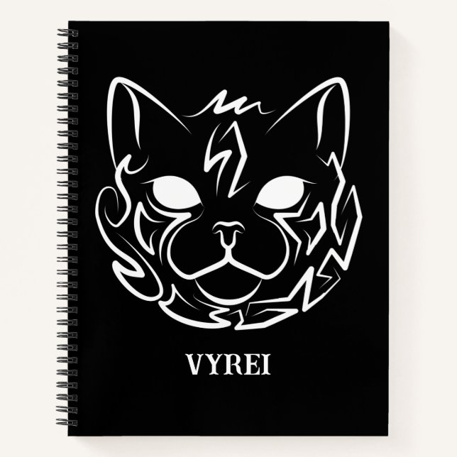 Carnet Chat tribal noir et blanc (Devant)