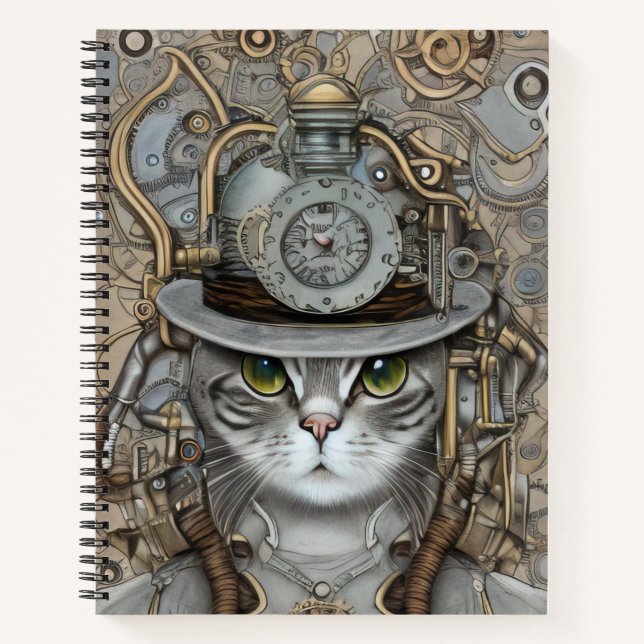Carnet Chat victorien vintage Steampunk (Devant)