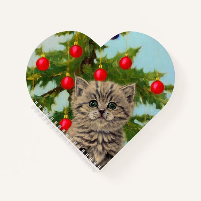 Carnet Chat vintage et sapin de Noël (Devant)
