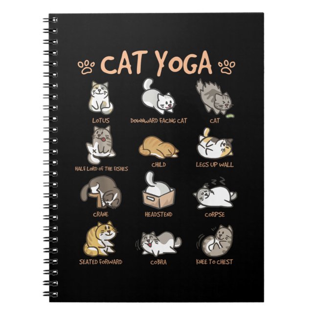 Carnet Chat Yoga Poses Chats Pratiquer Mindfulness Médita (Devant)