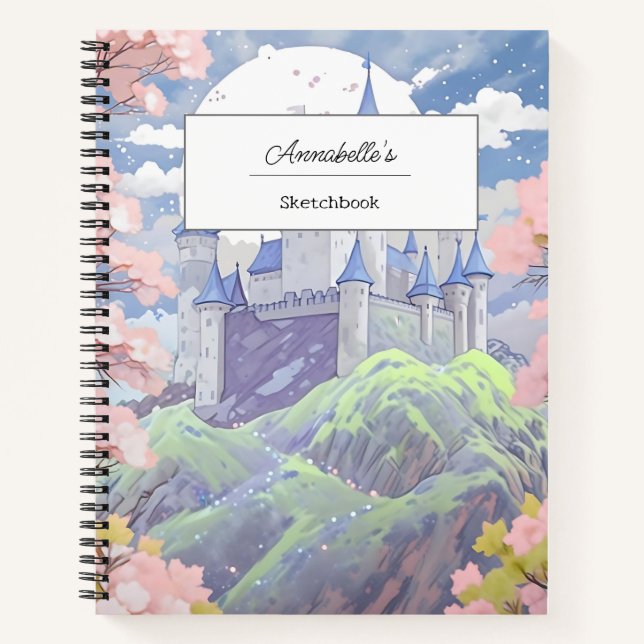 Carnet Château de conte de fées personnalisé Aquarelle pa (Devant)