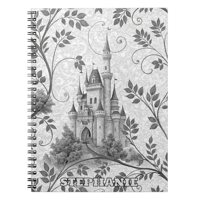 Carnet Château de la Fairytale en Niveaux de gris avec fr (Devant)