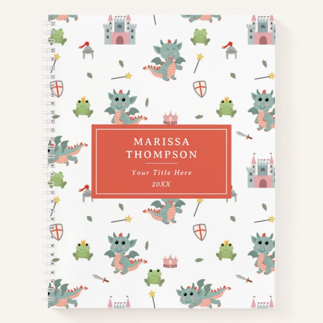 Carnet Château Médiéval Conte de Fées Chevaliers Dragons (Devant)