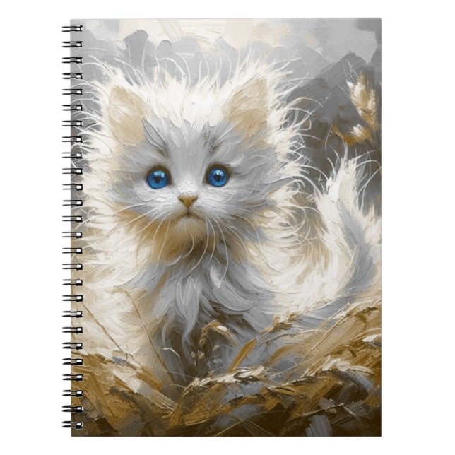 Carnet Chaton blanc précieux (Devant)