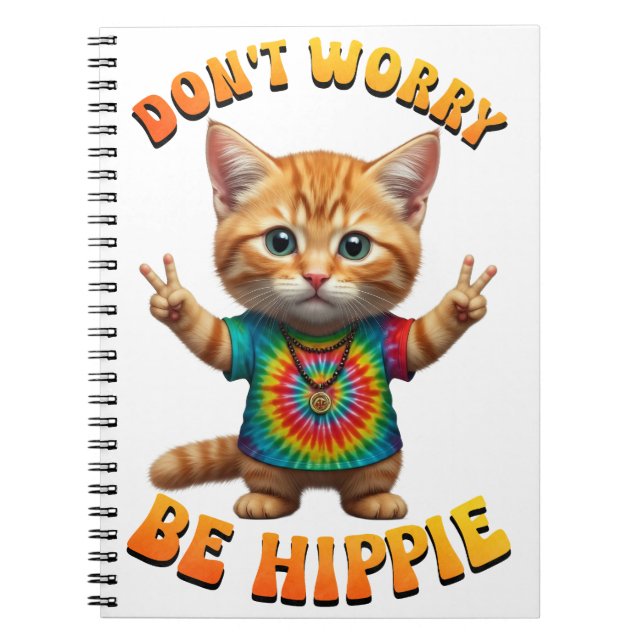 Carnet Chaton chat félin hippie paisible Boho  (Devant)