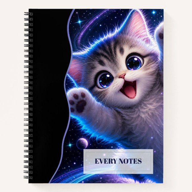 Carnet Chaton de l'espace aux pattes levées – Amusement c (Devant)