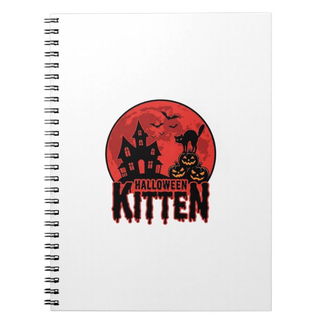 Carnet Chaton d'Halloween Maison Hantée Chat Graphique_1 (Devant)
