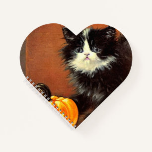 Carnet Chaton d'Halloween noir et blanc vintage