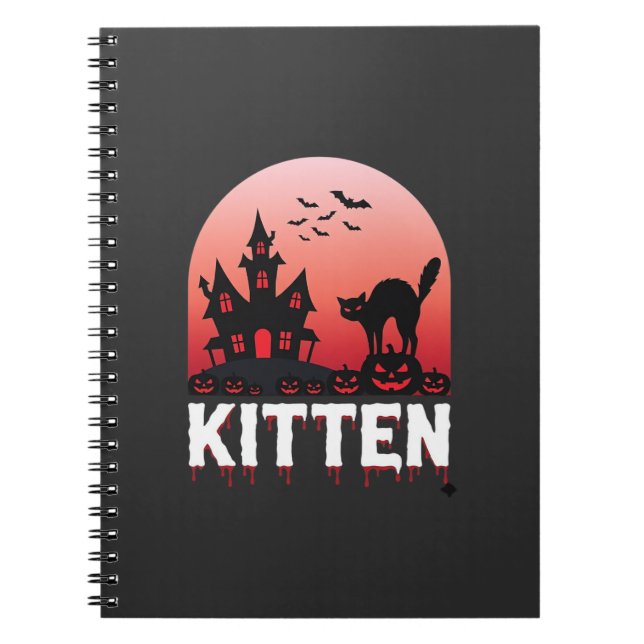 Carnet Chaton Halloween Maison Hantée Conception de Chat_ (Devant)