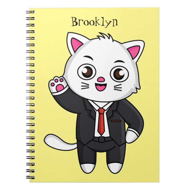 Carnet Chaton mignon en costume cravate dessin animé (Devant)