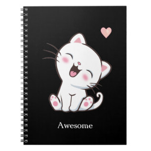 Carnet Chaton Mignon Génial sur Fond Noir