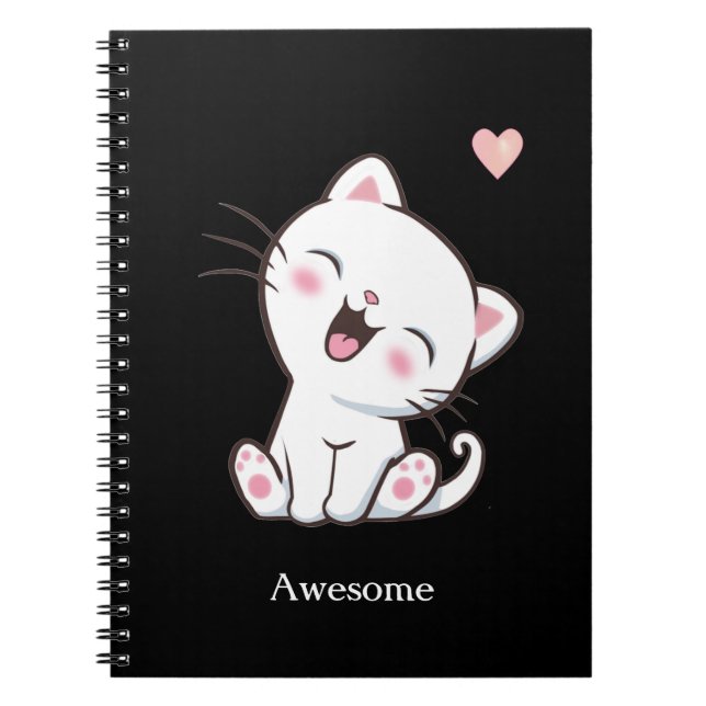 Carnet Chaton Mignon Incroyable sur Fond Noir (Devant)