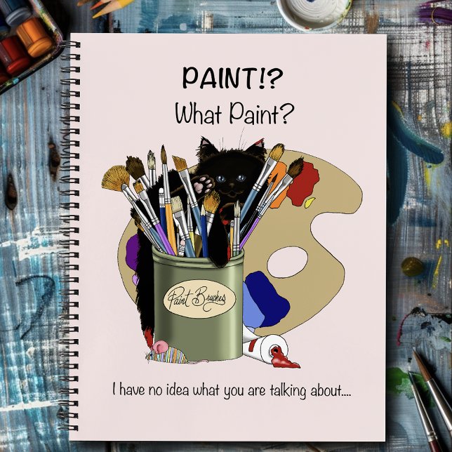 Carnet Chaton noir Pinceau Pot Artiste Chat Rose (Créateur téléchargé)