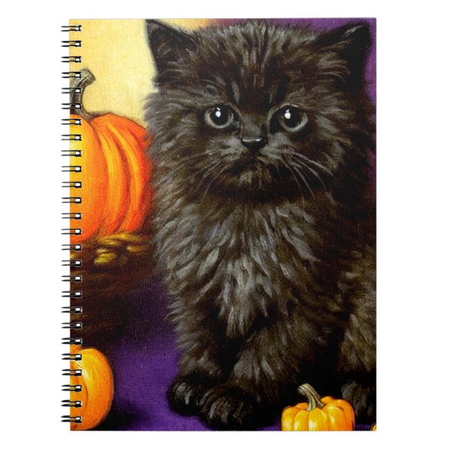Carnet Chaton vintage d'Halloween (Devant)