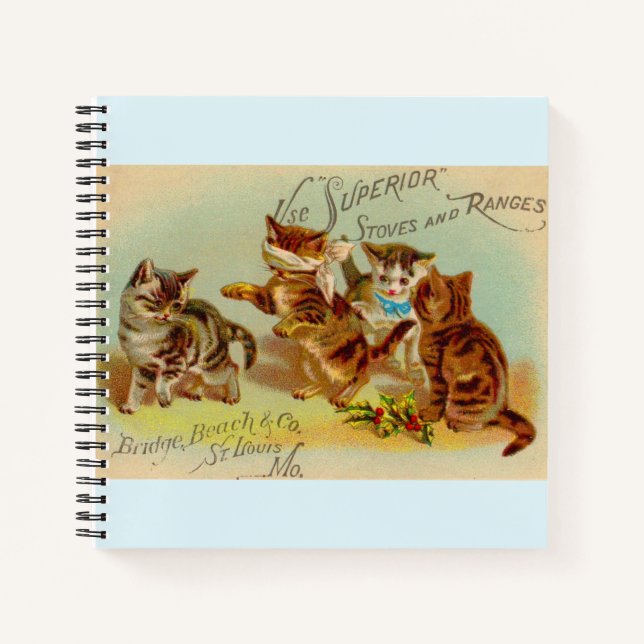 Carnet Chatons de cartes de commerce victoriens jouant (Devant)