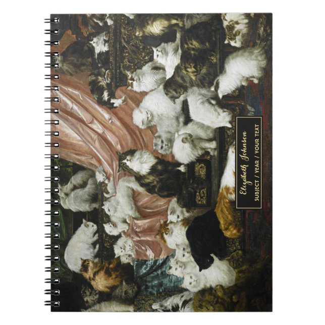 Carnet Chatons Mignons Art Ancien Monogramme Doré Esquiss (Devant)