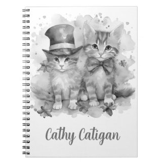 Carnet Chatons noirs et blancs nom personnalisé