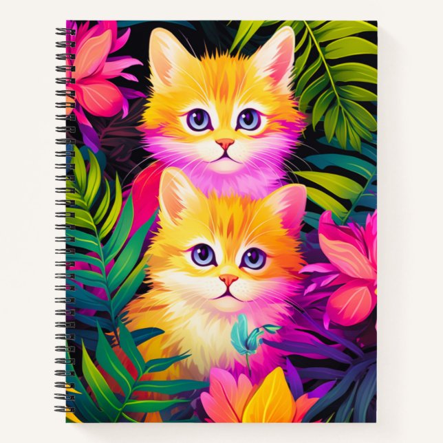 Carnet Chatons Tropiques Colorés (Devant)