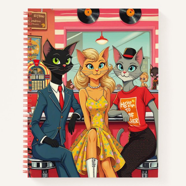 Carnet Chats adolescents de milieu de siècle dans un jour (Devant)