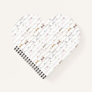 Carnet Chats adorables regardant par-dessus des cœurs 