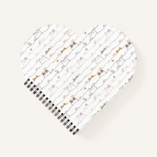 Carnet Chats adorables regardant par-dessus des cœurs 
