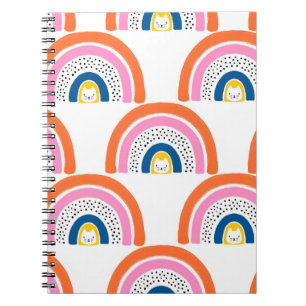Carnet Chats arc-en-ciel motif sans couture pour enfants.