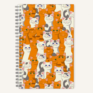 Carnet Chats blancs et gingembre motif yeux verts yeux bl