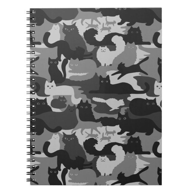 Carnet Chats Camouflés Gris Motif Chats Kitty Gris Camo (Devant)
