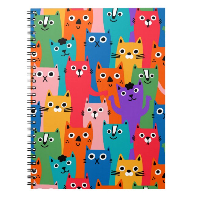 Carnet Chats colorés motif (Devant)