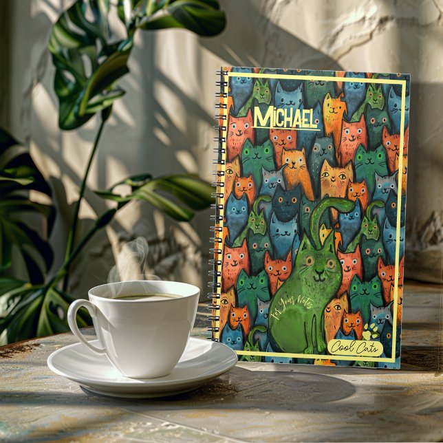 Carnet Chats Colorés Motif Coloré (Cool Cats Colorful Pattern Notebook)