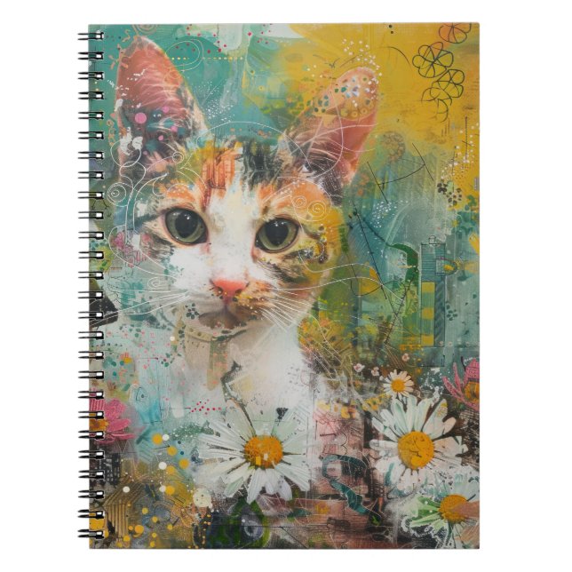 Carnet Chats d'aquarelle Boho - Art de la féline terrestr (Devant)