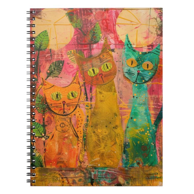 Carnet Chats d'aquarelle de Boho - Art de la féline terre (Devant)