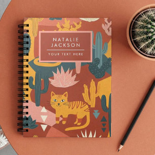 Carnet Chats de désert Boho mignons Motif de cactus et de
