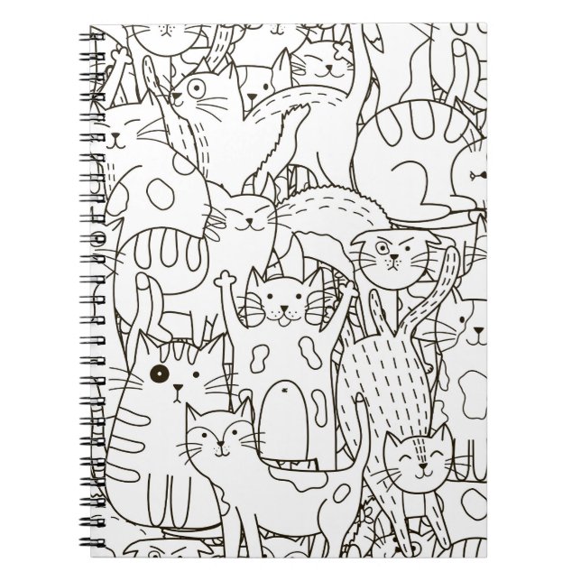 Carnet Chats de gribouillis : noir et blanc. (Devant)