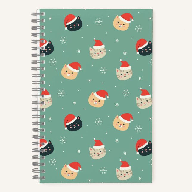Carnet Chats de Noël en chapeaux de Noël motif (Recto)