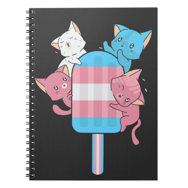 Carnet Chats du drapeau transgenre et une glace à l'eau (Devant)