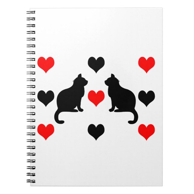 Carnet Chats et motifs de coeur (Devant)